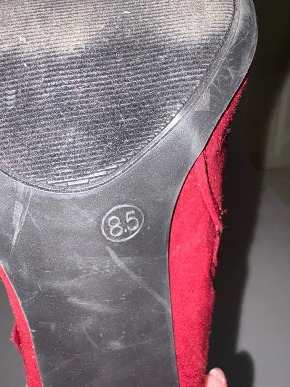 Journee Collection Over-the-Knee Suede Boots in Deep Red Size 8.5